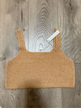 Everlane Wool Yak Blend Cropped Sweater Tank Tan Size L NWT Large